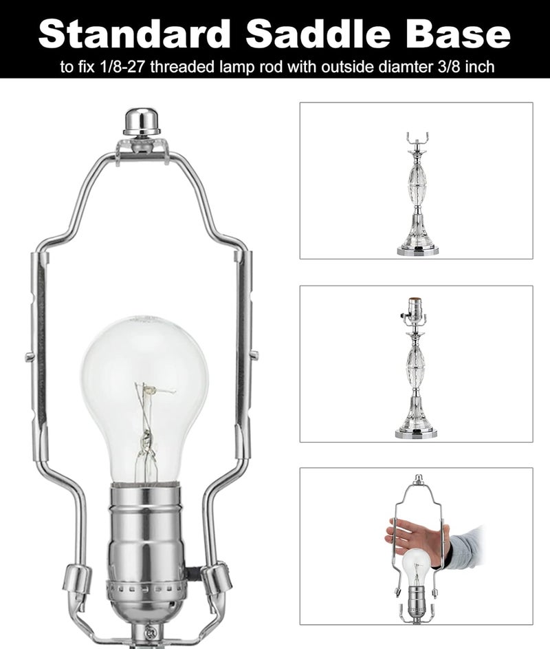 Qc 8 9 10 inch Lamp Shade Holder Kit [Adjustable] for Table and Floor Lamps, Heavy Duty Lamp Parts with 3/8 Standard Saddle, UNO Fitter Adapter and Lamp Finial (Silver) - Image 4